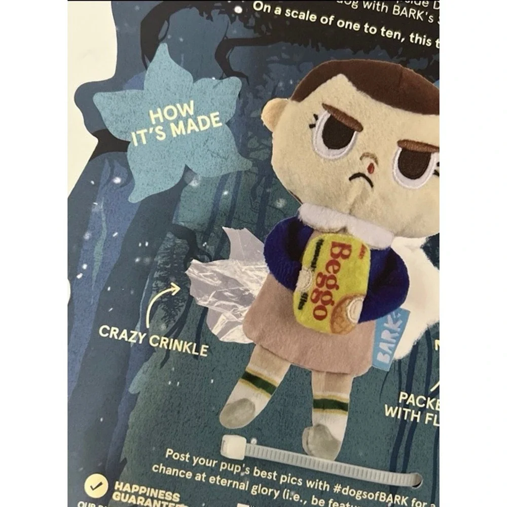 Bark Stranger Things Eleven Off-Leash Plush Dog Toy Squeaker Crinkle XS-M 0-50lb